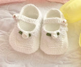 Baby girls Tinker bell slippers lace and rosebud pearl button