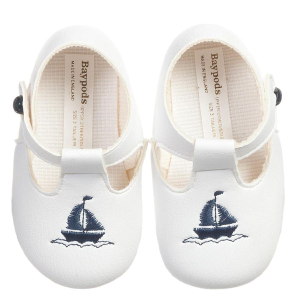 Baby boys soft sole shoes - white and navy