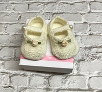 Baby girls Tinker bell slippers lace and rosebud pearl button