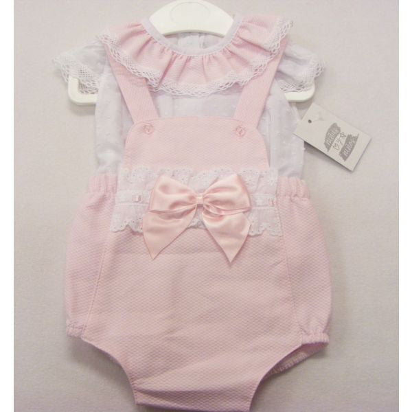 Babygirls pink bow romper