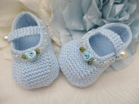 Baby girls Tinker bell slippers lace and rosebud pearl button