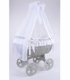 Ophelia Quattro . Heart wheels . White bedding cot. Cot