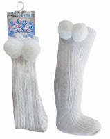 Baby boys baby girls White Pom Pom socks