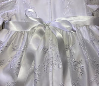 Baby girls Day christening gown with bonnet .