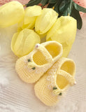 Baby girls Tinker bell slippers lace and rosebud pearl button