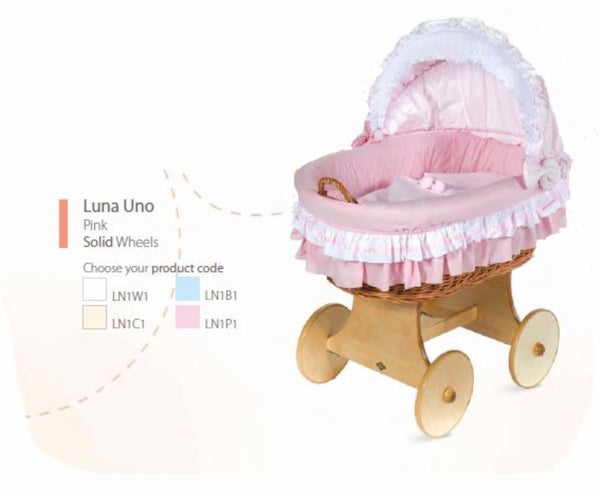 Luna uno pink snuggle pod bumper hood & mattress Cot