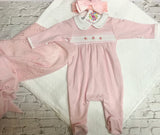 Baby girls smocked  babygrow