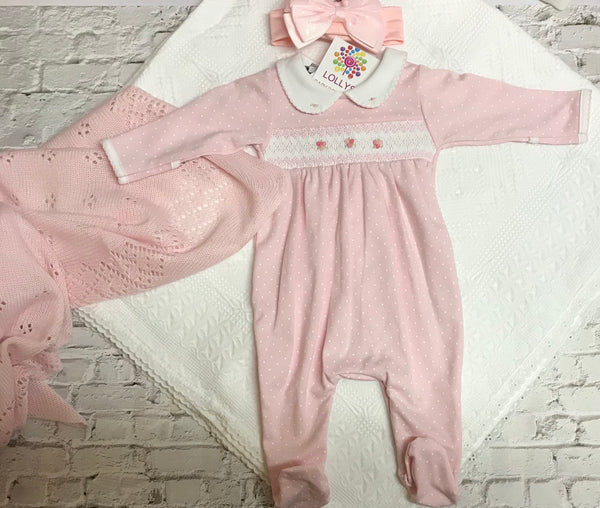 Baby girls smocked  babygrow