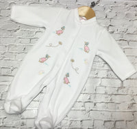 Baby girls mummy duck pink embroidered ducks and edging
