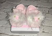 Baby girls Tinkerbell slippers fluff and rosebud pearl button